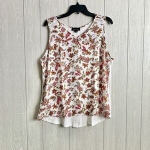 Fortune & Ivy White Orange Pink Sleeveless Top Size XL NWOT